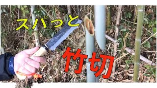 鉈N-1８０で竹を切ってみた  Nata(Japanese Machete) bamboo cut  field test