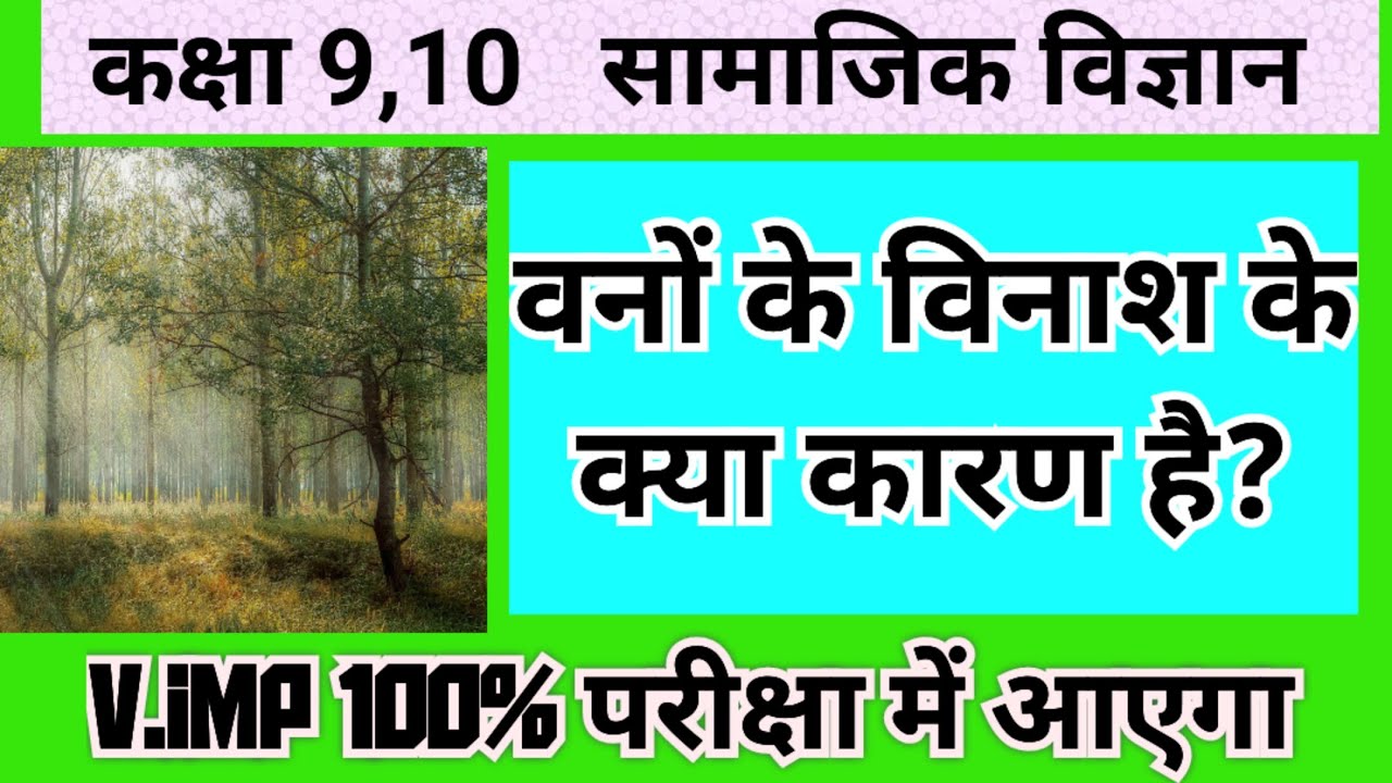 वनों के विनाश के क्या कारण है Van vinash ke mukhya karkon ko likhiye
