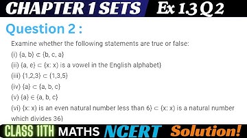 Class 11 Ex 1.3 Question 2 Math | sets  | Q2 Ex 1.3 Class 11 Math | ex1.3 q 2 Class 11 math