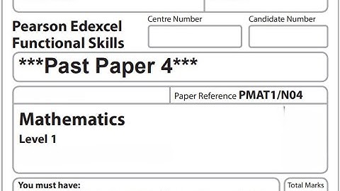 Functional Skills Maths L1 Past Paper 4 Pearson Edexcel