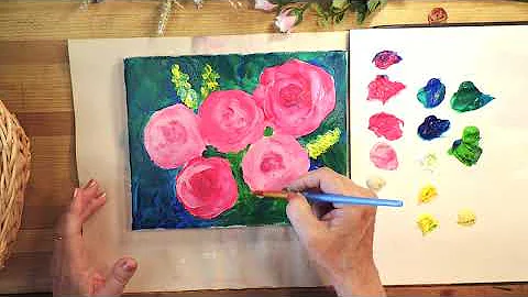 Paint Loose Abstract Flowers with Acrylic Paint on...