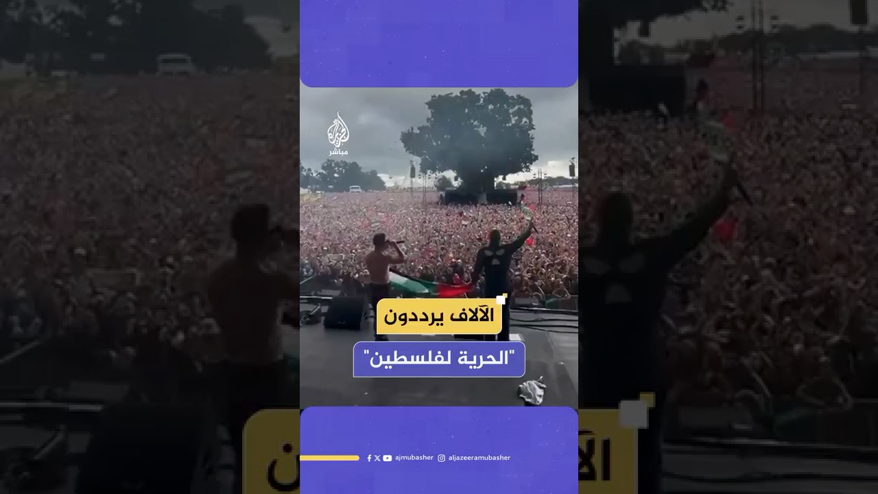 الآلاف يهتفون لفلسطين خلال حفل موسيقي لفرقة "نيكاب" الأيرلندية 📸 KNEECAPCEOL
