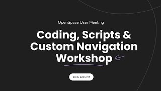2025 OpenSpace User Meeting: Coding, Scripts & Custom Navigation Workshop