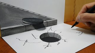 3D Trick Art On Paper, Hole in the street