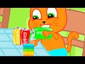 Cats Family in English - Rainbow Lemonade Mix Cartoon for Kids