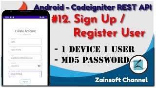 #12. Android REST API - Sign Up User / Register User (1 device 1 user, md5 password)