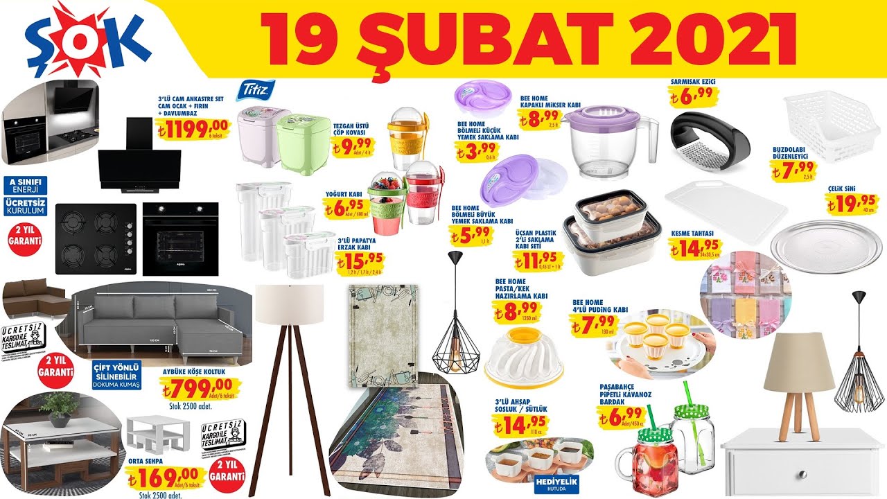 ŞOK 19 ŞUBAT 2021 AKTÜEL ÜRÜNLERİ ŞOK MUTFAK ARAÇ GEREÇLERİ ŞOK L