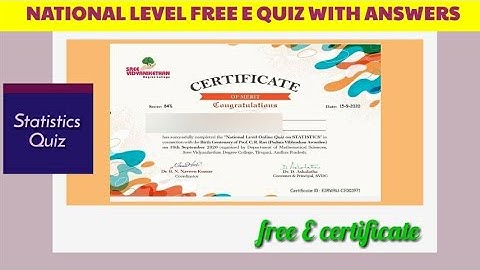National Level Free E Quiz on Statistics with Answers and Free E certificate - Free Online quiz 2020