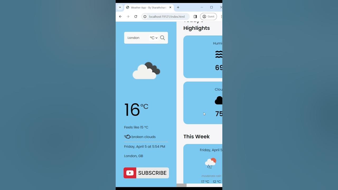 Building an Advanced Weather App Using HTML CSS JAVASCRIPT - YouTube