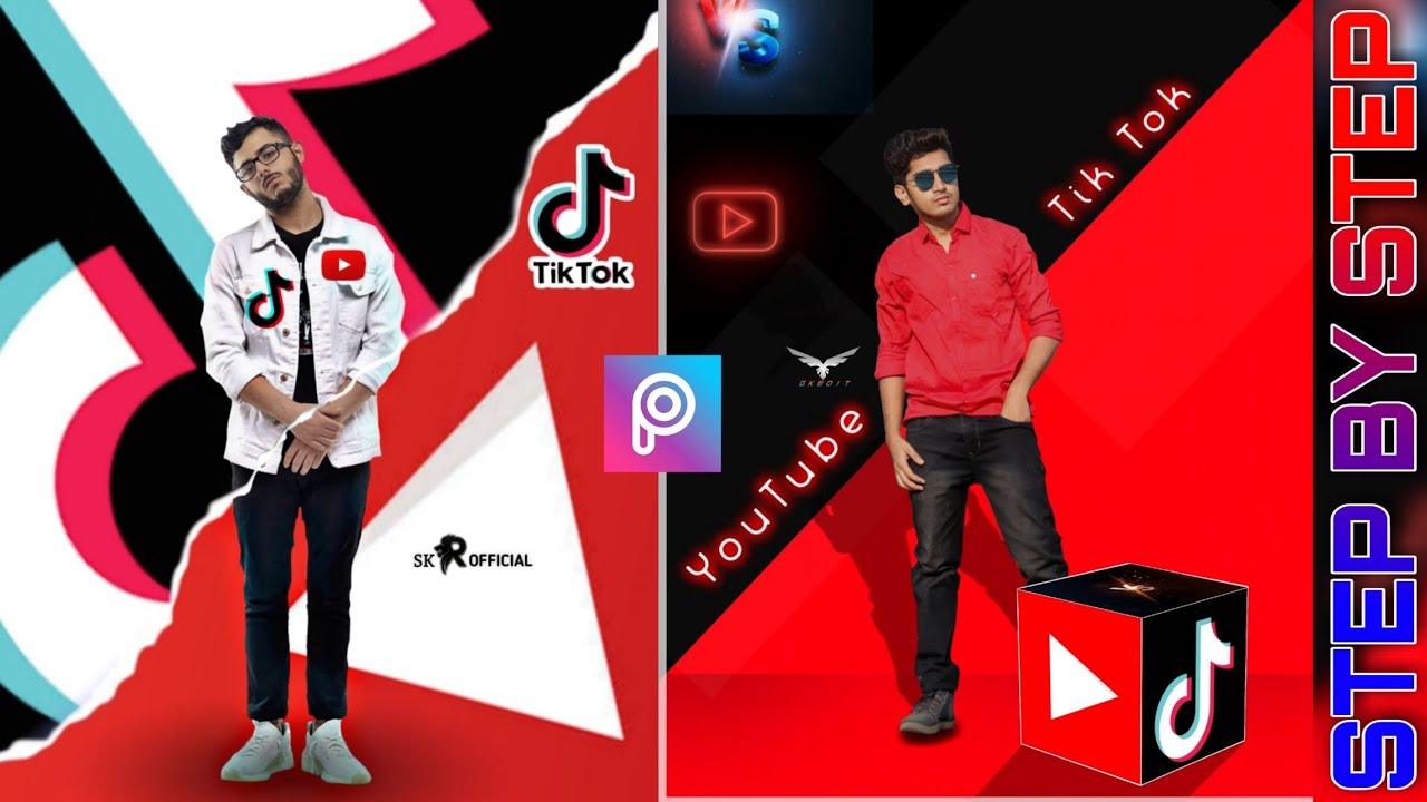 YouTube VS Tik Tok / Trending Photo Editing Tutorial / New Viral