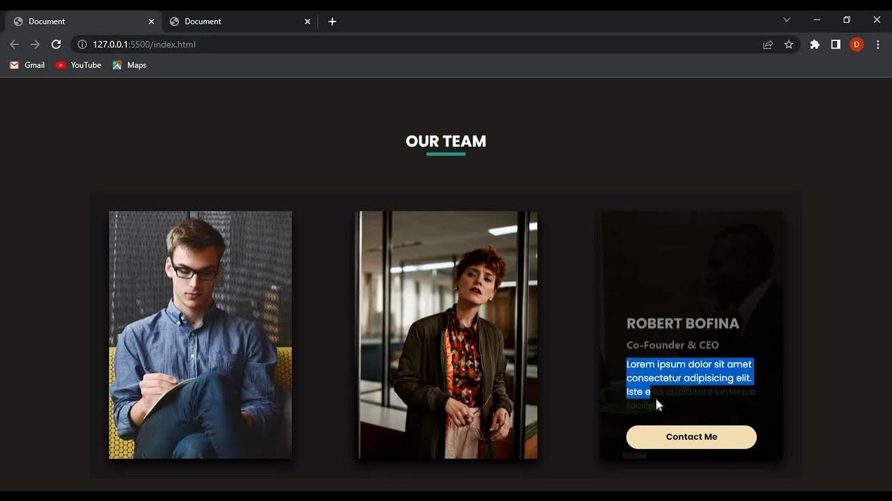 TEAM SECTION IN HTML AND CSS NO JAVASCRIPT OR JQUERY |LEARN CSS AND ...