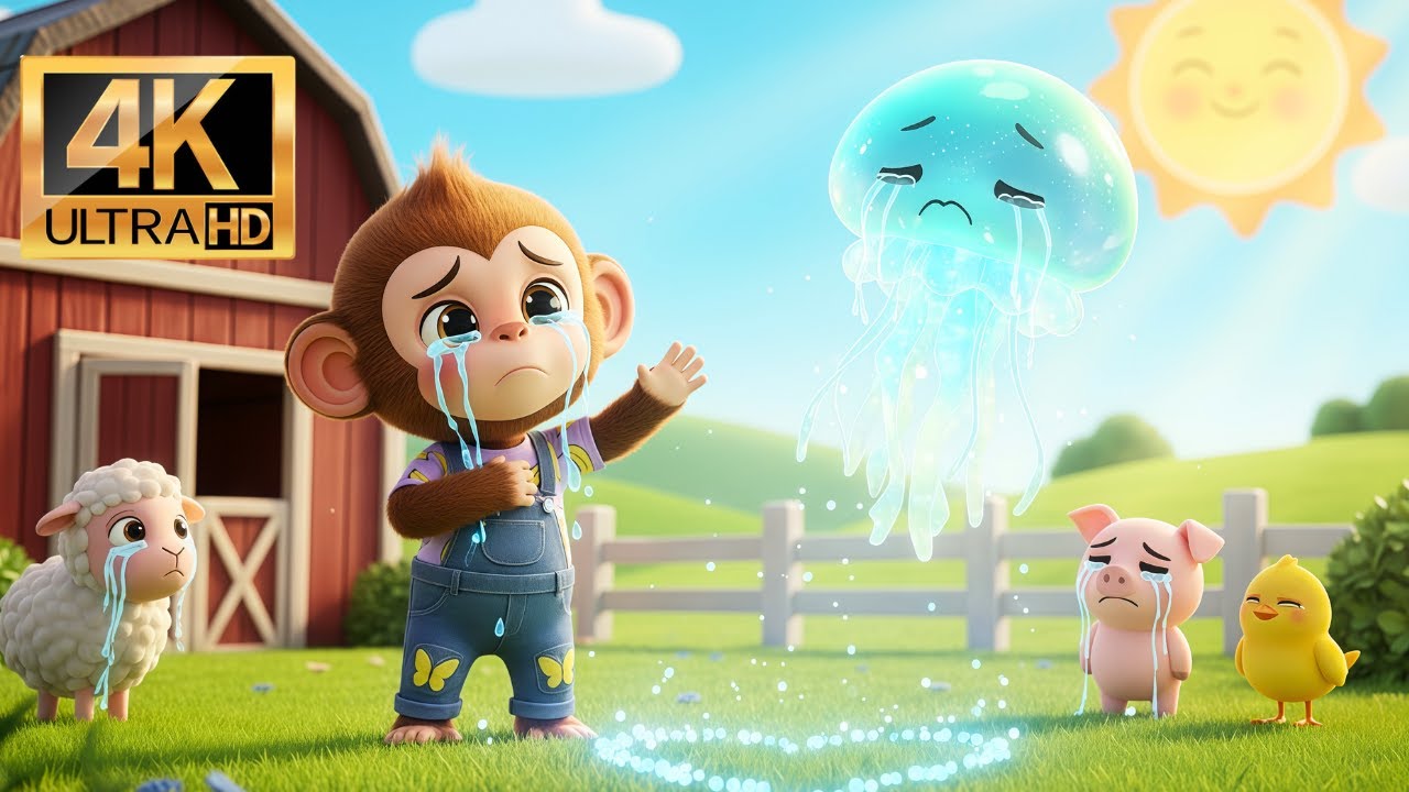 MONKEY CARTOON | Jello the Glowing Jellyfish Arrives at Sunny Farm and Learns about Friendship
