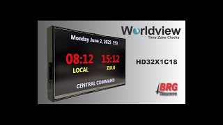 HD32X1C18 Worldview Time Zone Clock by BRG Precision Products