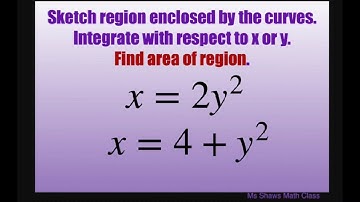 Sketch region enclosed by curves x =2y^2 and x = 4 + y^2. Find area of region
