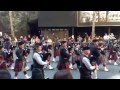 ANZAC Day 2015 - mass bagpipes band march through Martin Place Sydney CBD