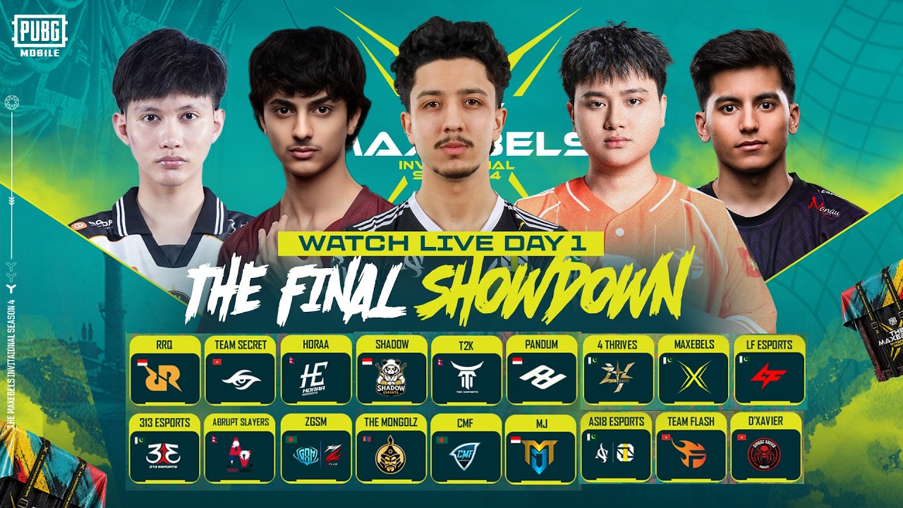 PUBGM THE MAXEBELS INVITATIONAL SEASON 4  | GRAND FINALS DAY - 1 | Ft. #4T #ASI8 #FL #RRQ  #HORAA