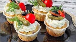 Закусочные капкейки! Кексы с сыром и ветчиной! Вкусная закуска!