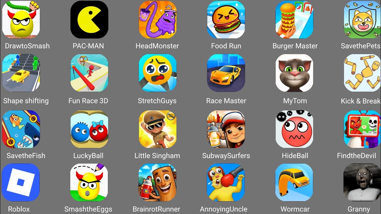 Spranky Survival, Save The Fish, Kick & Break, Hide ball,  Doge Rescue, Food Run, Food Run, Granny