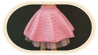 Двусторонняя юбка для куклы. Two sided crochet skirt for a doll.