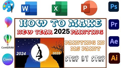 NEW YEAR 2025 PAINTING || HAPPY NEW YEAR || DRAWING MICROSOFT  PAINT ||COMPUTER  DRAWING IN MS PAINT