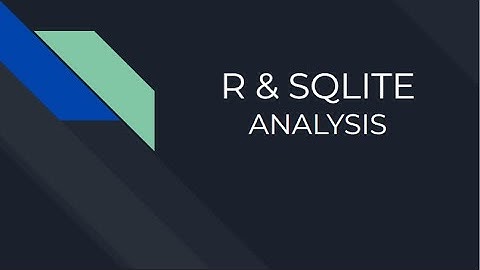 R DATA ANALYSIS IN SQLITE