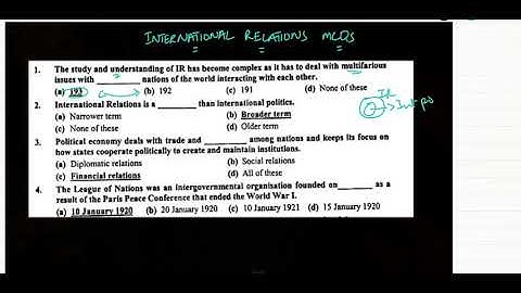 International Relations (IR) MCQs: Part 1