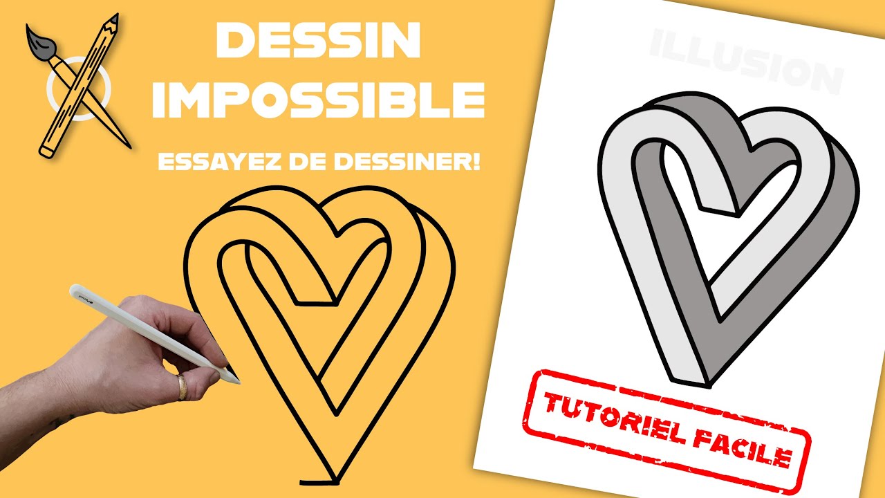 COMMENT DESSINER LE COEUR IMPOSSIBLE! 3D ILLUSION D'OPTIQUE! TUTORIEL