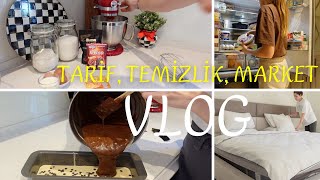 KEK TARİFİ , TEMİZLİK , MARKET ALIŞVERİŞİMİZ DOLU DOLU VLOG  #vlog #ev #temizlik