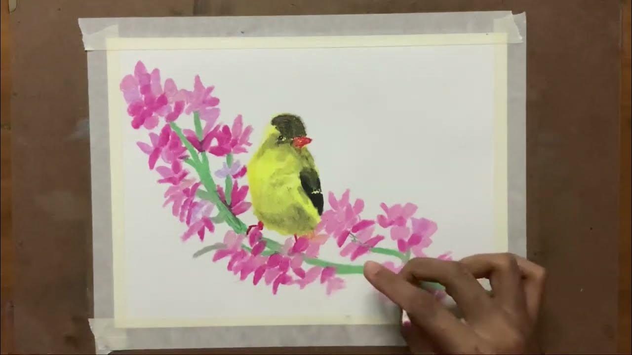How to draw Yellow Bird / Yellow bird drawing / Oil pastel drawing 89