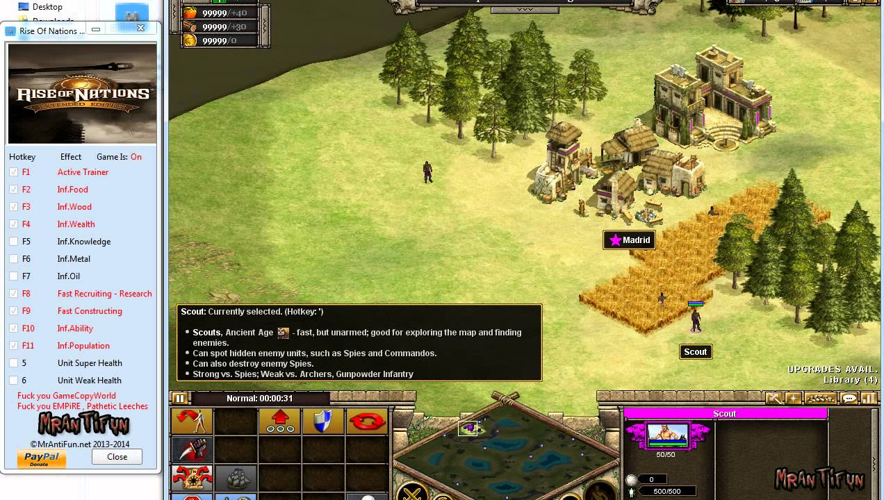rise of nations GOLD edition (cheat codes) 