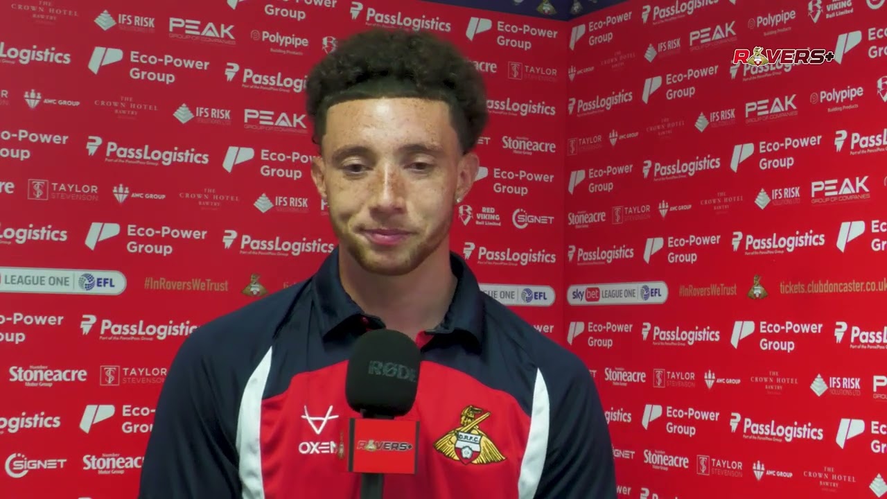 Jordan Gibson reacts to complete Rovers performance in win over Bradford City