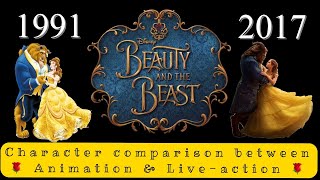 Disney Beauty & The Beast Character Comparison Cartoon & Live-Action