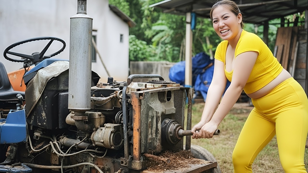 Girl’s Challenge: Restore a Rusty Agricultural Machine Found Deep Inside a Giant Scrap Yard!