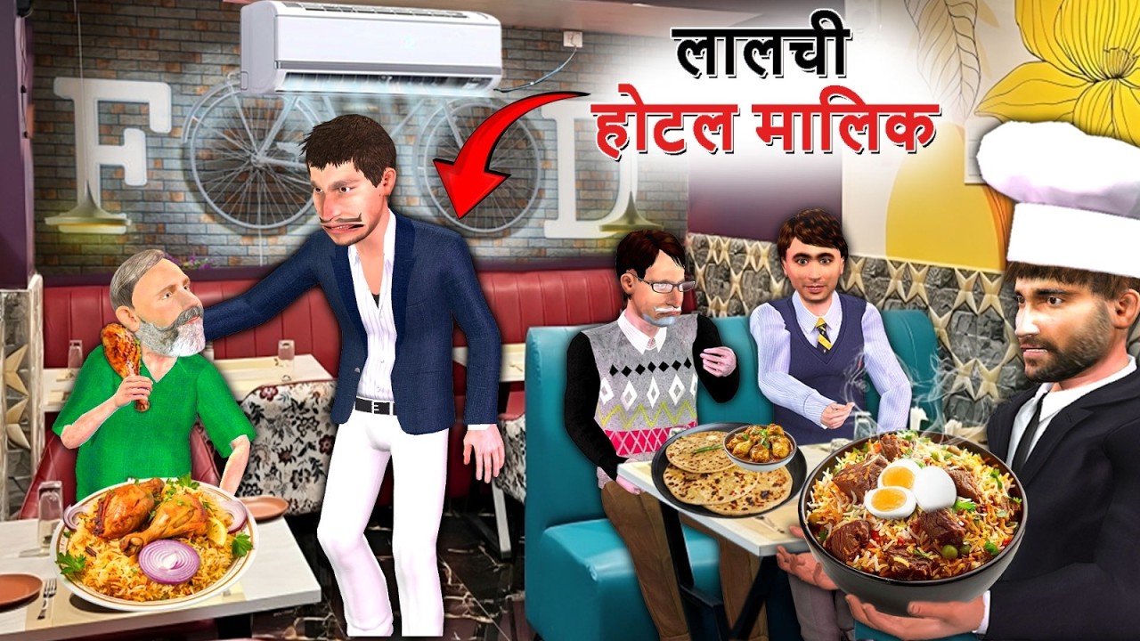 Greedy Hotel Owner Poor Customer Eating Street Food Hindi Kahaniya Hindi Moral Stories Comedy Video