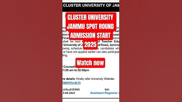 CLUSTER UNIVERSITY JAMMU SPOT ROUND ADMISSION START 2025 #governmentjobs #governmentrecruitmentjobs