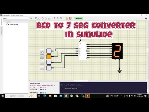 How to use bcd to seven segment converter in simulide | BCD to 7 seg converter in simulide