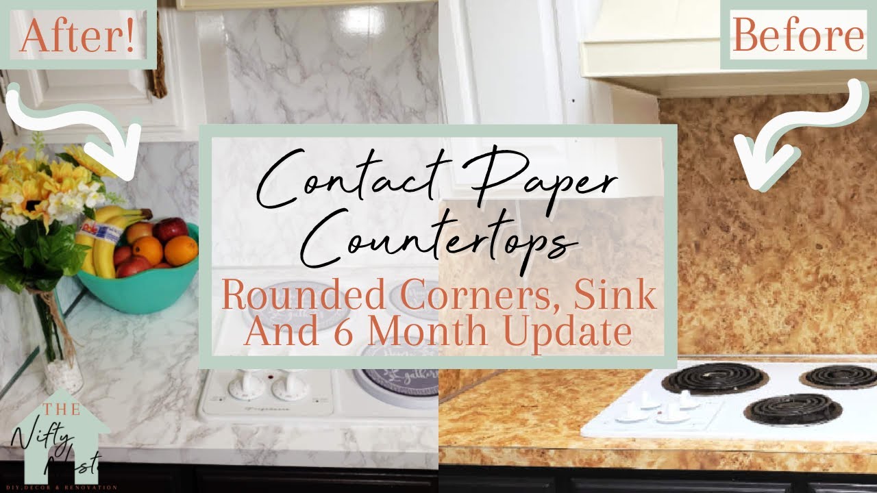 Contact Paper Countertop, Rounded Corners, Around Sink And Stove