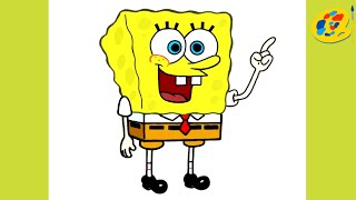 رسم سبونج بوب سهل | كيف ترسم سبونج بوب | How to draw Spongebob