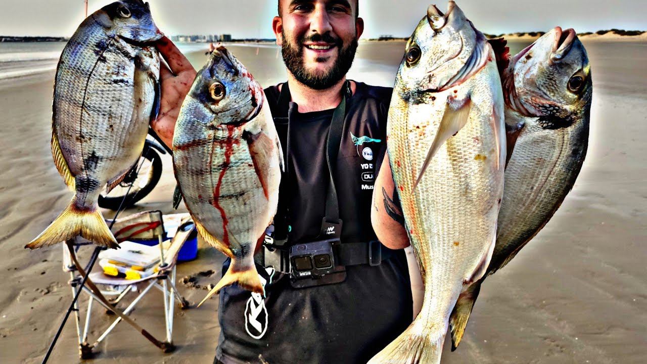 💥EL DIA PERFECTO💥 surfcasting en valdelagrana🚲 DORADAS a 40° grados De TEMPERATURA🏖️