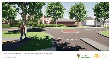 Mini Roundabout - Howard Street / Balfour Street, Broadview