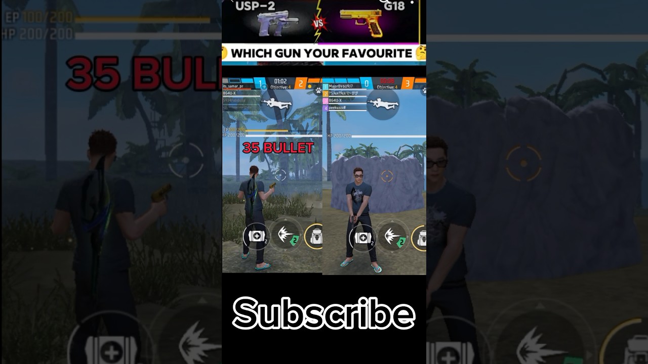 USP-2 vs G18 🔥 FREE FIRE GUN ABILITY TEST 🥵 | Which One is Best? 🤔" 