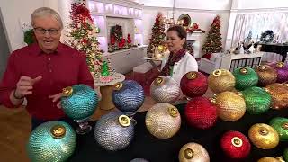 Choice of 6" or 8" Set/2 Diamond Glass Ornaments by Valerie on QVC