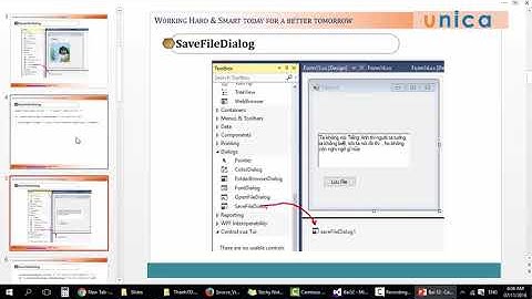 Các Dialog thường dùng  OpenFileDialog, SaveFileDialog, ColorDialog,FontDialog,FolderBrowserDialog