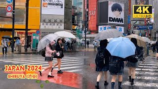 4k hdr japan travel 2024 l Rainy day Walk in Shibuya (渋谷) Tokyo | Relaxing Natural City ambience