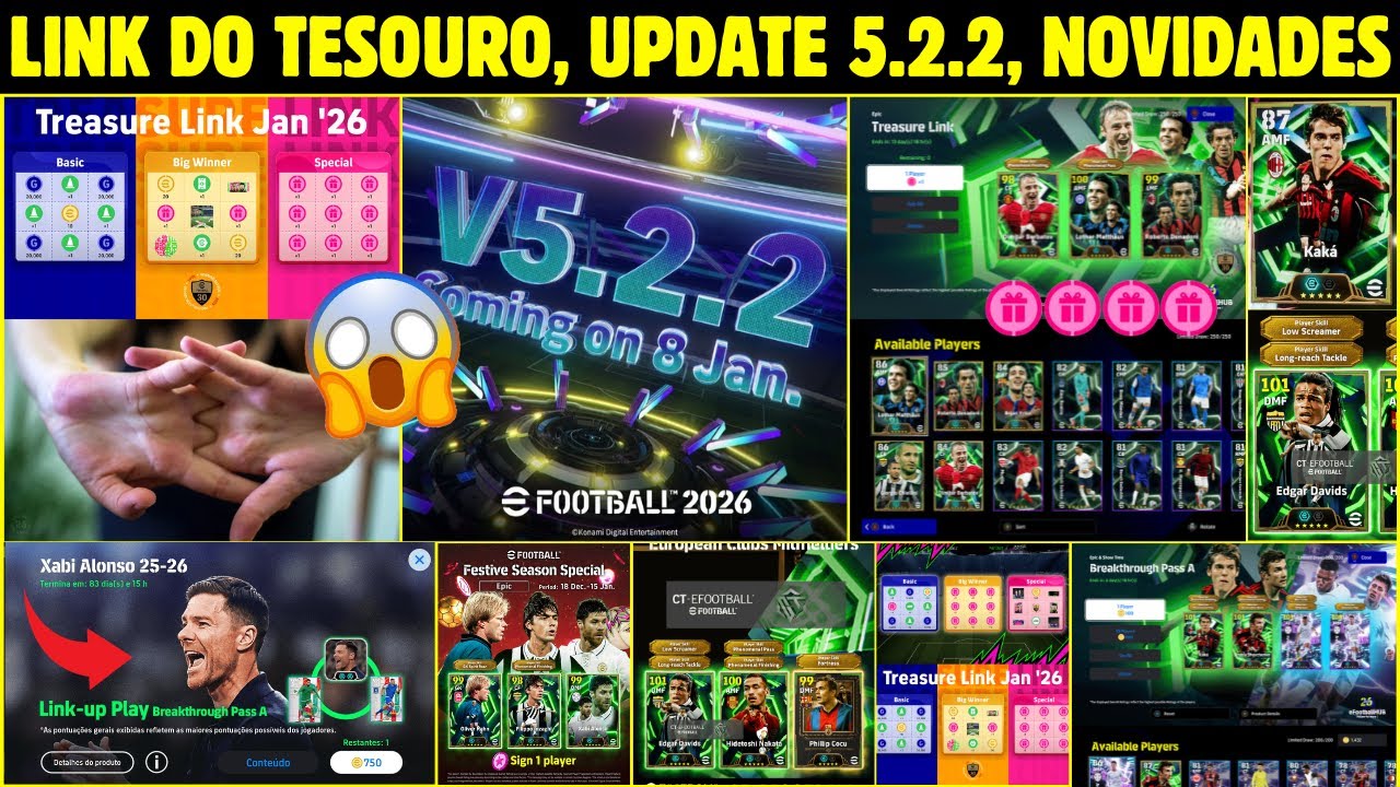 🚨 NOVO ELO DO TESOURO DISPONÍVEL! ÉPICO GRÁTIS, GIROS GRÁTIS, UPDATE 5.2.2, NOVIDADES EFOOTBALL 2026