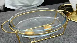 FTS food warmer steel server pot hotel catering restaurant glass lid buffet stainless chafing dish