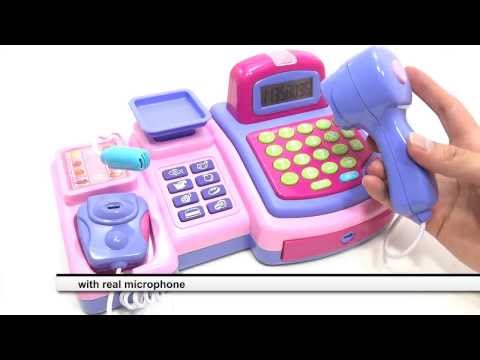 CASH REGISTER TOY FOR GIRLS WITH REAL CALCULATOR LCD DISPLAY AND MIC