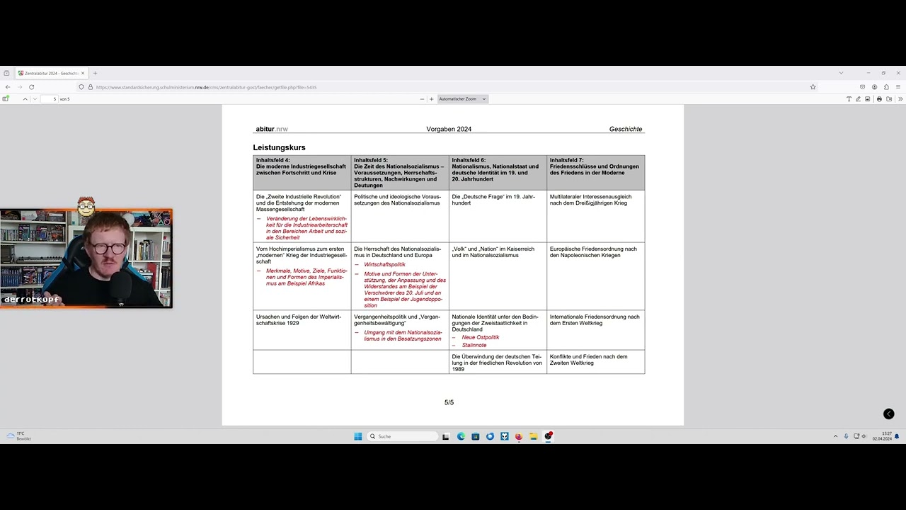 Abitur 2024 NRW Geschichte: Inhaltsfelder und Fokussierungen - wie kann