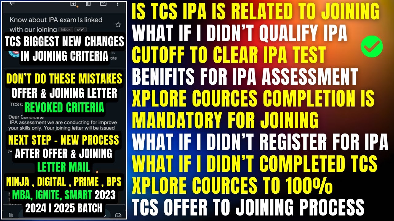 TCS BIG CHANGE - IPA TEST, XPLORE COURSES & BGC COMPLETION IS MANDATORY ...