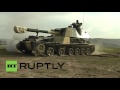 Tajikistan: Russian 2S3 Akatsiya artillery units carry out live fire drills